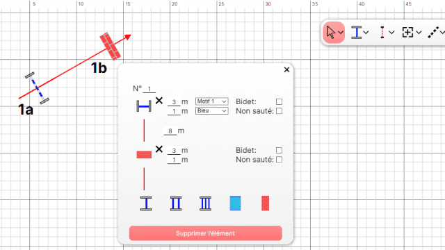 Image of obstacles with automatic lines on the whiteboard